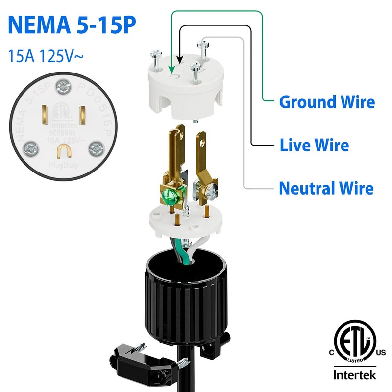 Nema 5-15P Male Plug Heavy Duty Replacement Male Plug –
