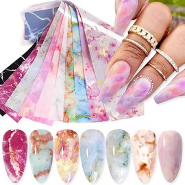 HYWWPFLAY 10 Sheets Starry Sky Nail Foils Transfer Nail Art, Holographic Nail Art Foil Transfer Stickers, Galaxy Polish Nail Foil Decals, Manicure Design for DIY Nails Decoration