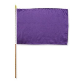 12x18 Purple Stick Flag mounted on a 24 inch wooden stick staff (Super Polyester) cloth Fabric (Sewn Edges for Durability)12"x18" 12x18