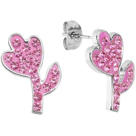Body Candy Pink Ferido Flower Stud Earrings