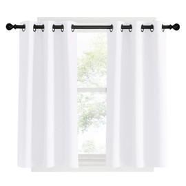 NICETOWN White Short Window Curtains 40 inch Long for Windows, White, W34, 1 Pair, Solid Grommet 50% Light Reducing Thermal Insulated Curtain Panels for Kitchen/Bedroom