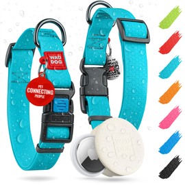 WAUDOG Waterproof Dog Collar - Adjustable Dog Collar with Air Holder and QR Dog Tag for Large Dogs, Small and Medium Dogs