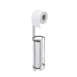 Croydex Toilet Roll Holder Free Standing | Matt Black Free Standing Toilet Roll Holder | Holds Three Spare Rolls | Five-Year Rust-Free Guarantee | Elegant Bathroom Accessory