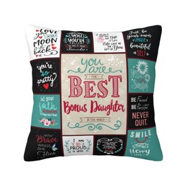 ZUMBULKJ Christmas Bonus Daughter Gifts - Xmas Gifts for Bonus Daughter - Stepdaughter Gifts from Stepmom Stepdad - Gift for Step Daughter - to My Bonus Daughter Throw Pillow Cover 18"X 18"