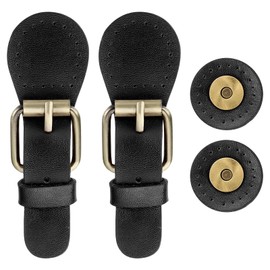 sourcing map 2 Pcs Leather Snap Buckles Snap Button Closure, Magnetic Snaps for Purses and Totes, Sew on Leather Closure Fasteners for Wallet Bags Making Supplies DIY Craft, Black