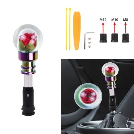 Unbranded JDM Clear Crystal Glitter Red Rose Flower Ball Automatic Gear Stick Shift Knob