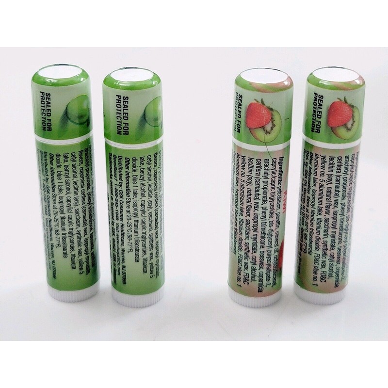 ChapStick 4 PACK CHAPSTICK Lip Moisturizer Strawberry Kiwi Green Apple