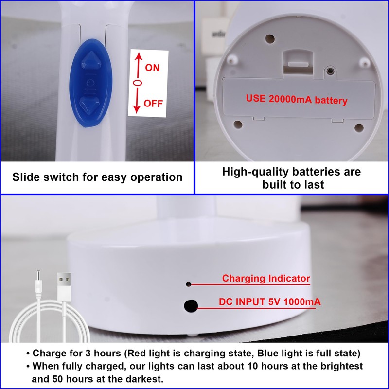 WRalwaysLX Rechargeable LED Table Lamp with Remote Control, Color-Changing Night