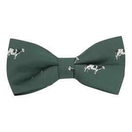King & Priory Dark Green Embroidered Cow Bow Tie