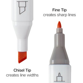 KINGART Double-Ended Art Markers, Fine & Chisel Tips, Alcohol-Based, 36 Bright Colors, Professional Drawing Markers for Illustrations, Artists, Smooth Paper