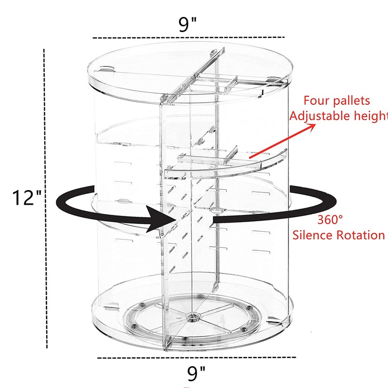 Cq acrylic 360 Degree Rotating Makeup Organizer for Bathroom,4 Tier