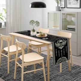 JanJCurt Black Viking Table Runner, Ancient Mythical Animal Viking Raven Print Table Runner for Home Dining Kitchen Table Party Wedding Decor, 13x70inch