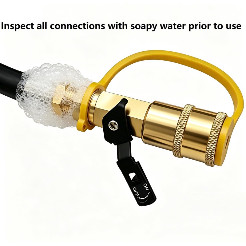 MCAMPAS 8FT Propane Regulator Hose with Safety Shutoff Valve, Low