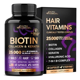 Nutra Harmony Biotina Crecimiento Cabello Y Uas 60 Cps Sin Sabor                                                                                      