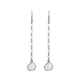 NOVICA Artisan Handmade Rainbow Moonstone Dangle Earrings Teardrop from India Sterling Silver [2.8 in L x 0.4 in W x 0.2 in D] ' Morning Drops'