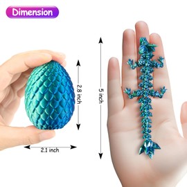 Dxldfks 3PCS 3D Printed Dragon with Egg, Small Articulated Crystal Dragons Eggs for Easter Basket Stuffers Home Office Decoration Executive Desk Toys, Pack of 3