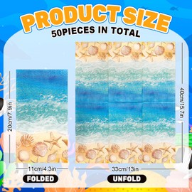 FYSUIMU 50 Pcs Summer Beach Guest Napkins Nautical Starfish Seashell Disposable Napkins Coastal Dinner Hand Paper Napkin for Bathroom Tropical Ocean Party Table Supplies