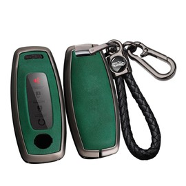 ontto Alloy Car Key fob Cover Fit for Nissan Rogue Pathfinder X-Trail T33 Qashqai J12 Kicks Juke Ariya Altima 2022 2023 2024 Leather Key case Shell Key Holder Keyring Keychain Accessories Black-Green