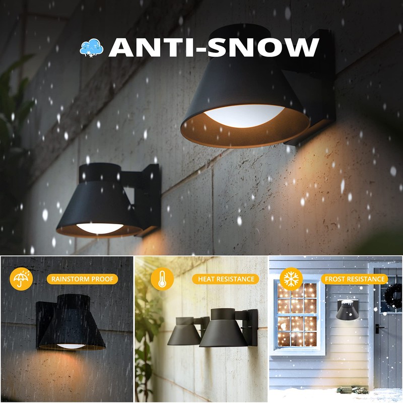 UME 2 Pack LED Outdoor Wall Light Fixtures, Black Front
