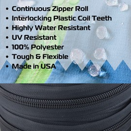 EZ-Xtend #10 Lenzip Chain Ziplon Coil Zipper by The Yard with Non-Locking Sliders. Boat Cushions, Bags, DIY Sewing, Upholstery, Replacement Zipper(10 Yards & 8 Double Pulls)