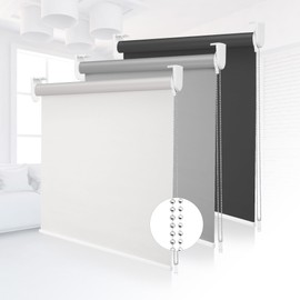 Grandekor 100% Blackout Roller Shades, Pull Down Shades for Window Thermal Insulated UV Protection Waterproof Blackout Fabric, Chain Corded roll up and Down Blinds,28x72,White