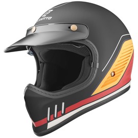 Bogotto FF980 EX-R Caferacer Cross Helmet (White/Blue/Red, XS)