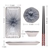 Relaxing Garden 6 piece sushi plate set, 10-inch ceramic rectangle