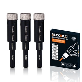 3 Packs Dry Diamond Drill Bits Set 9/16" 14mm Vacuum Brazed Diamond Hole Saws for Granite Tile Ceramic Marble Stone Glass and More Hard Materials (not for Wood), Round Shank with Storage Case