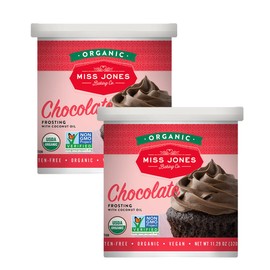 Miss Jones Baking Organic Buttercream Frosting, Perfect for Icing and Decorating, Vegan-Friendly: Rich Fudge Chocolate (Pack of 2)