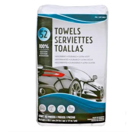 Unitex 100% Cotton Towel, White, 14 in x 17 in, 52-count