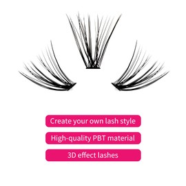 Cluster Lashes Individual Lashes DIY Lash Extension Kit Black D Curl Lash Clusters Faux Mink Cluster Eyelash Extensions Soft Eyelash Clusters Individual Eyelashess (0.07D, 16mm)