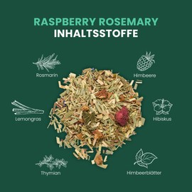 fitvia Herbal Tea "Raspberry Rosemary": Loose Tea, Rosemary Raspberry - Real Seeds, No Added Sugar, 100 g