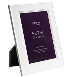 Hampton Frames MARBELLA 5x7 (13x18cm) White Elegant Photo Frame with Mount - Glass MARB10M57W