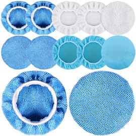 SIQUK 12 Pieces Car Polisher Pad Bonnet 5-6 Inch Polishing Bonnets Microfiber Waxer Bonnet Polishing Pad Bonnet Buffing Pad Cover Buffer Bonnets for Car Polisher