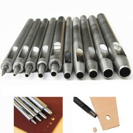 10Pcs Leather Hole Punch Cutter 0.5mm-5mm Leather Working Tools for Leather Watch Bands Belts Canvas Paper Plastics Round Hollow Hole Punch Cutter Tool