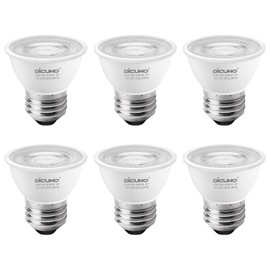 DiCUNO PAR16 LED Bulb Dimmable, 5W Short Neck Spotlight Bulb, 550Lumen, 38° Beam Angle, Daylight White 5000K, 50W Equivalent, E26 LED Bulb for Recessed Light, Curio Cabinet Pack of 6