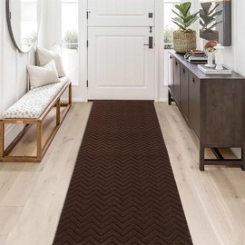 ALTRUISTIC Hallway Runner Rug 4FTX16FT,PVC Backed Non-Slip Area Rugs Runner,Custom Size Outdoor Indoor Carpet Door Mat for Floor Entryway Kitchen Laundry Balcony Garage,Brown