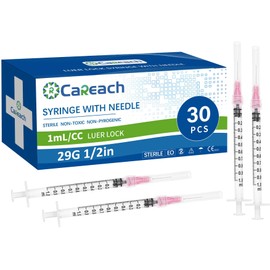 Kid2Kit 30PCS 1mL 29 Gauge 1/2in for Scientific Labs, Industrial Dispensing, Measurement, Individually Wrapped