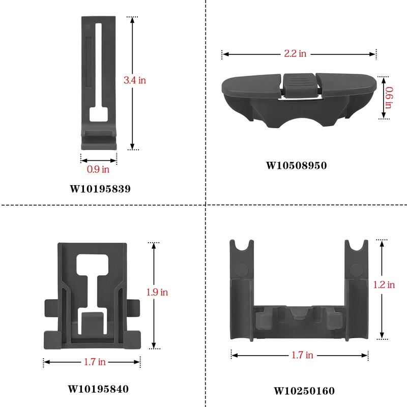 1 Kit Pack Dishwasher top rack repair kit W10350376, fit