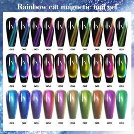 Major Dijit 10 Colors Cat's Eye Nail Polish Set 7.5ml/Bottle - Easy to Create 3D Glitter Effect - Long Lasting and Fast Drying - Salon Level Nail Art Experience