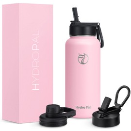 HydroPal Stainless Steel Drinking Bottle - 750 ml, 1 L, 1.2 L, BPA-Free, Suitable for Carbonated Drinks, Insulated Thermos Flask with Straw and 2 Lids, Leak-Proof Insulated Bottle for Children,