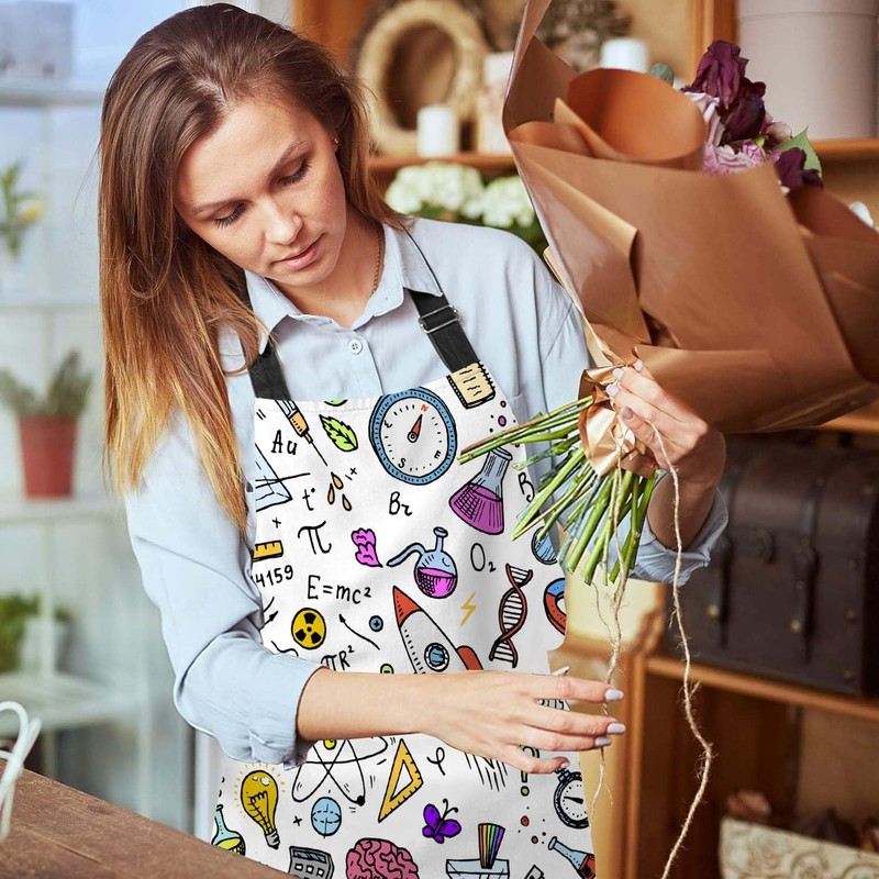 BGBDEIA Education and Science Apron for Women Men, Adjustable Apron