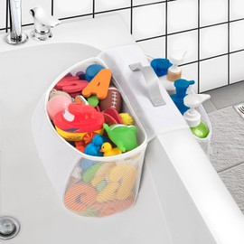 Bath Toy Storage, Bath Toy Hanging Organiser Bag, Bath Toy Mesh Bag, Bath Toy Storage and Sorting, Bath Toy Storage Bag (White)