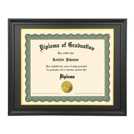 LTYHHK 14x17 Diploma Frame Solid Wood Black, Displays 14x17 Diplomas with Black Over Gold Mat or 16x20 Inch Without Mat, Diploma Frame 14x17 Certificate Frames (LK1620BG)