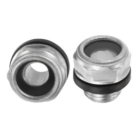 M METERXITY 2-Pack Air Compressor Oil Sight Glass, M10 x 1mm Toughened Glass No Leak Hex Oil Liquid Level Gauge Fittings W O-Ring for Air Compressor/Pump/Tank Sight Plug Window