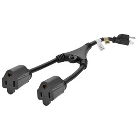 Monoprice Power Cord Splitter - 15 Amp (NEMA 5-15P to 2x NEMA 5-15R), UL Certified, 14AWG, 1.2 Feet, Black