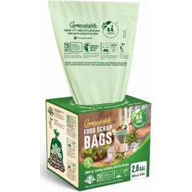 UNNI ASTM D6400 Bolsas de basura 100% compostables, 2.6 galones, 9.84 litros, 100 unidades, extra gruesas 0.71 mils, bolsas de basura de cocina pequeñas, US BPI y Europa OK Compost Home, San Francisco