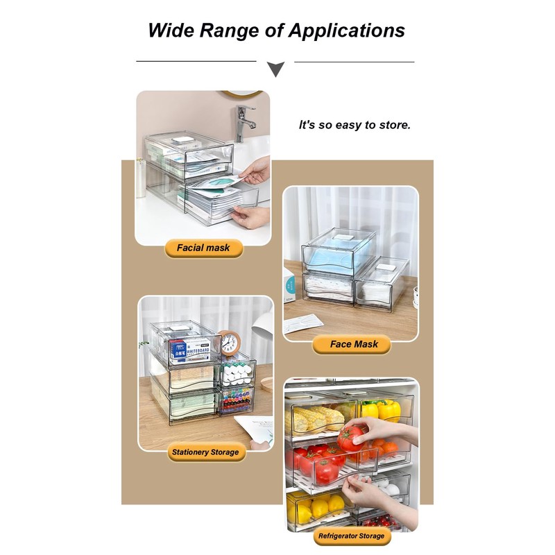 Femoliyes Refrigerator Organizers and Storage Drawer, Stackable Fruit Storage Containers