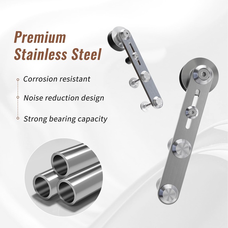 TOIMIOTOIM 6.6FT Stainless Steel Sliding Barn Door Hardware Kit, Slide
