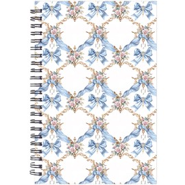 INCOK Spiral Notebook for Women - Preppy Note Book Cute Notepad School Study Stuff Office Stationery Supplies for Students (blue bow02)